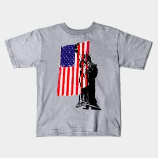 Independence Day 4th of July American Flag Statue of Liberty Kids T-Shirt